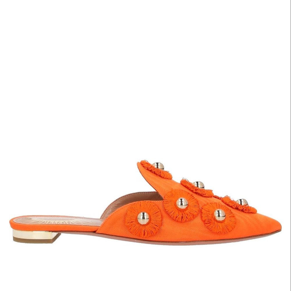 Aquazzura Orange Sunflower Studded Mule Slide - NEW - Size 37